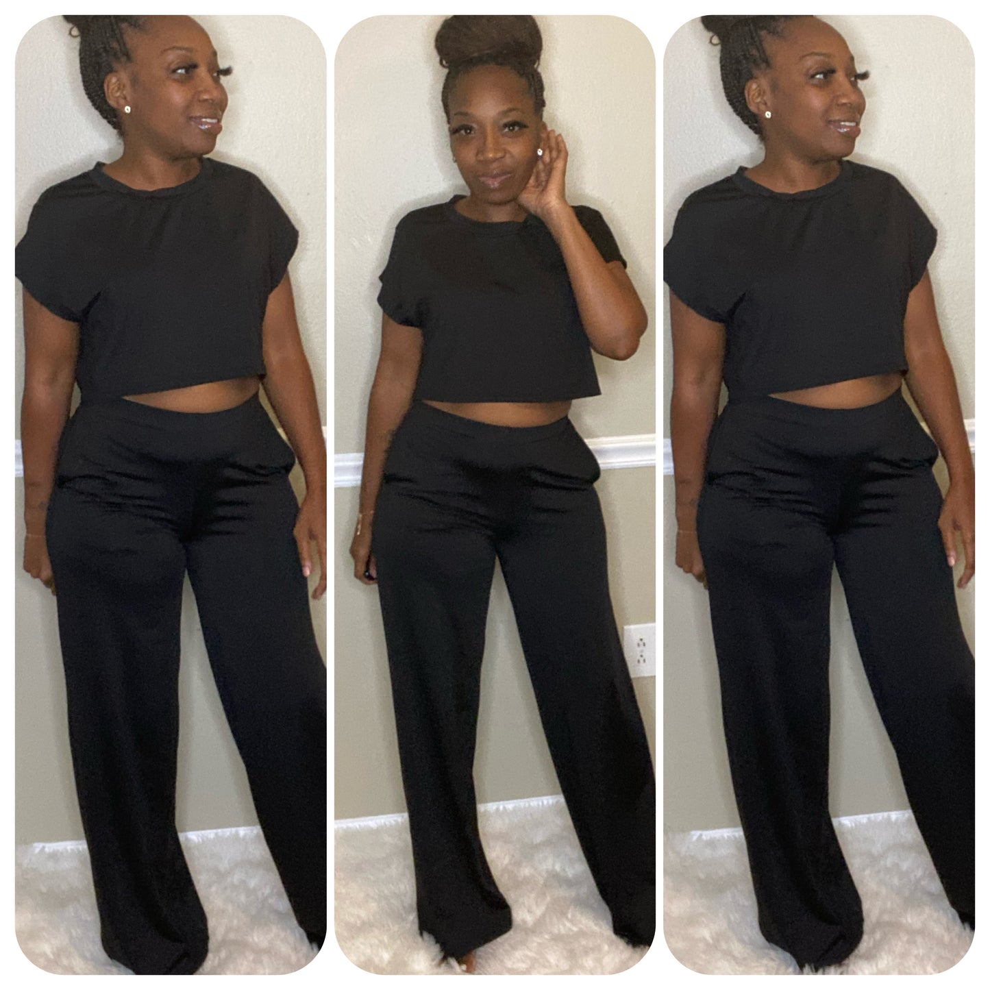 Black Crop Top Set